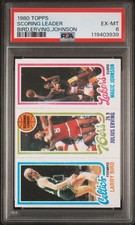1980-81 Topps - Magic Johnson, Larry Bird, Julius Erving #139-174-34 (RC) PSA 6