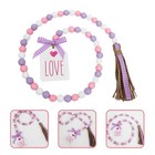 Valentine's Day Bead Wood Bead with Tassel String Decor valentine tassel beads