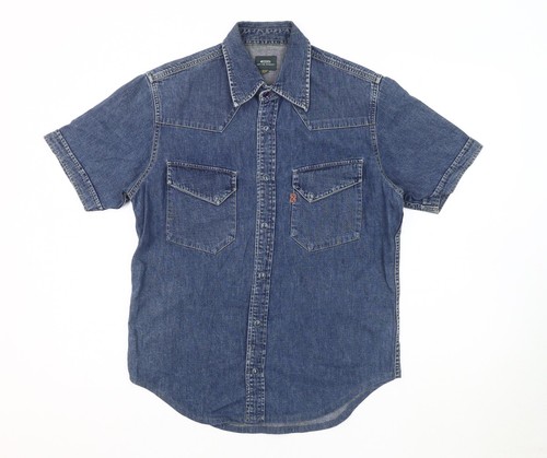 G-Star Herren Blau Denim Kurzarm Hemd M