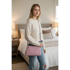 Kate Spade LEILA Quartz Pink Pebbled Leather Triple Gusset Crossbody Bag