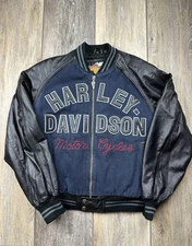 Vintage Harley Davidson Denim Leather Jacket M
