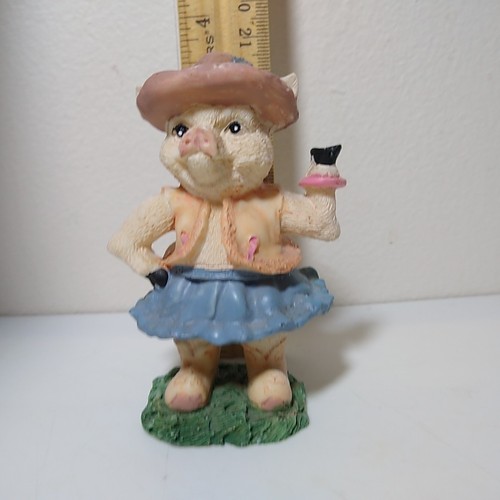 Vintage Lipco anthropomorphe Schwein Figur süßes Schwein in Rock und Hut - Bild 6 von 6