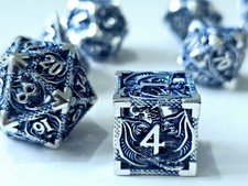 🔥DND Dragon Metal Hollow Dice 7pcs Dice Set - D&D Dungeons Dragons RPG Game