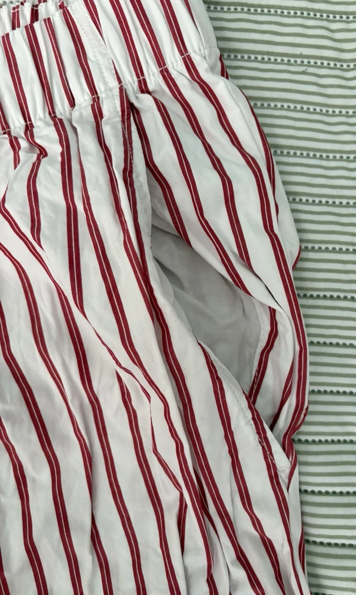 Pantalón ancho de algodón a rayas rojas y blancas talla XL de H&M