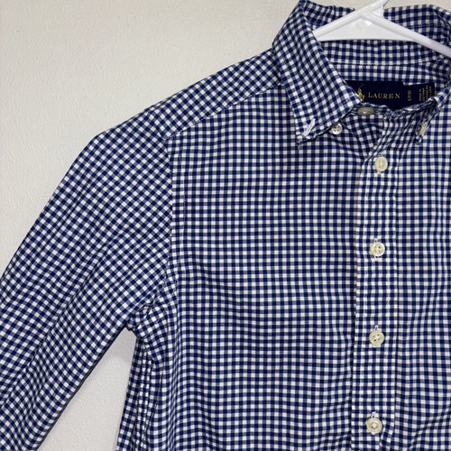 Ralph Lauren Youth Size Small / 8 Blue Plaid Long Sleeve Button Up Cotton Shirt - Picture 3 of 24
