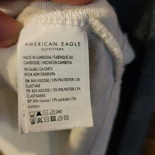 American Eagle women's blue and white baseball style top size M - Foto 10 di 11