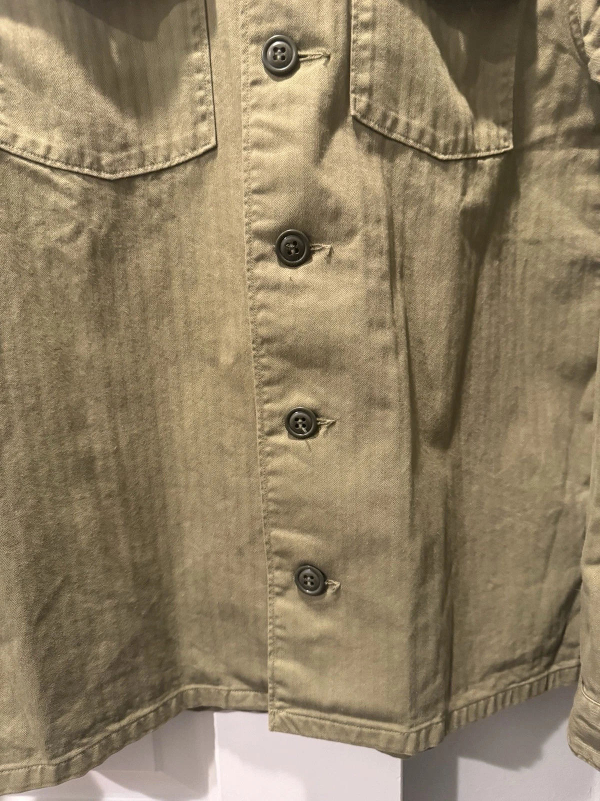 RRL Ralph Lauren Green Cotton Twill Military Jacket Shirt Pockets Size S - product detail image 6