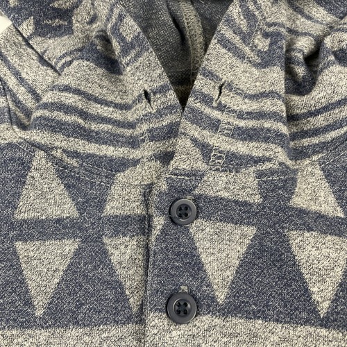 On The Byas Hoodie Henley Shirt Herren XL Azteken Baumwollmischung Taschen blau grau - Bild 10 von 10