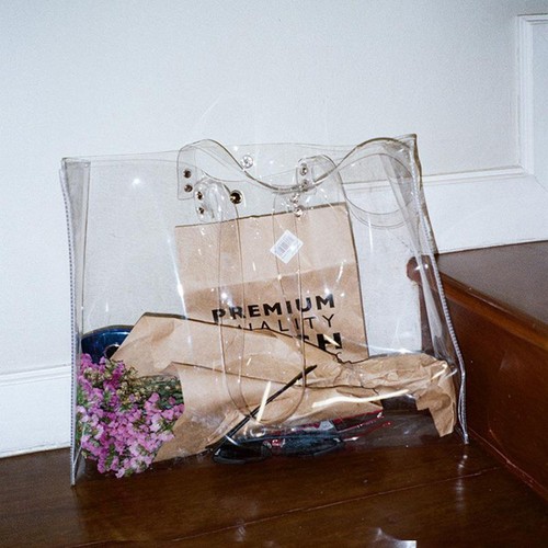 Transparent Jelly Bag Miss Clear School Large Makeup Handbag Totebag