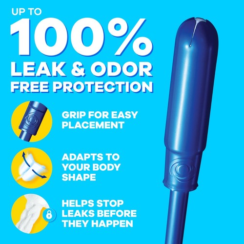 Tampax Pearl Tampons Regular Absorbency, With Leakguard Braid, Unscented, 50 ... - Picture 3 of 9