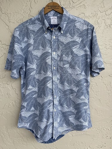 Brooks Brothers Hemd Herren Gr. M Blau Hawaii All Over Print Blumen Button Down