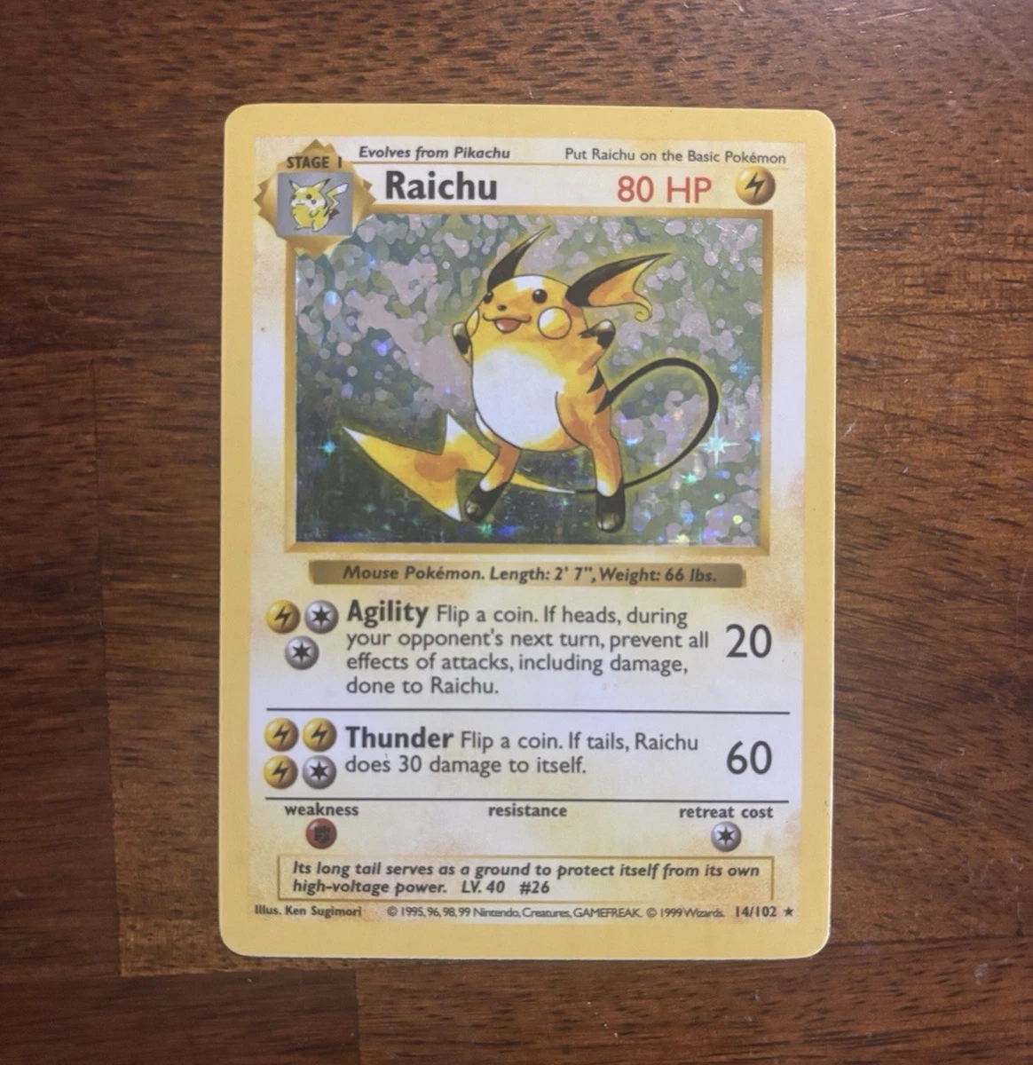 Raichu Pokémon TCG Shadowless Individual Collectible Card Game