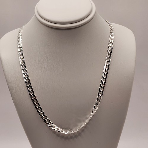 Cadena ITALIANA 925 NUEVA de Plata de Ley - Bordillo Plano 20" Largo 4mm Ancho GRATIS... - Imagen 2 de 7