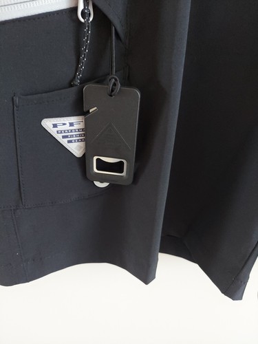 Columbia Shorts Herren 40 schwarz PFG Angeln Logo Flaschenöffner Omni Shield Neu mit Etikett  - Bild 3 von 14