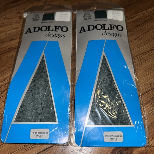 Vintage Adolfo ginocchiere 2 confezioni sandalo pois verdi 8,5-11 USA nylon ginocchio ciao - Foto 3 di 4