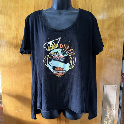 Harley-Davidson Black T-Shirt Aerosmith Dream On, Scoop Neck, Long Back XXL - Picture 2 of 8