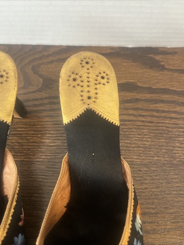 Vintage Collectors 1950s Designer Slip-on Heel Shoes with Embroidery Sz 27 - Imagen 3 de 8