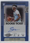 2021 Contenders Optic Ticket Blue Prizm 7/49 Ziaire Williams Rookie Auto RC 1a07