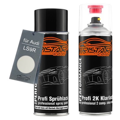 Autolack 2K Spraydosen Set für Audi LS9R Gletscherweiss Perl Blanc Glacier Perl