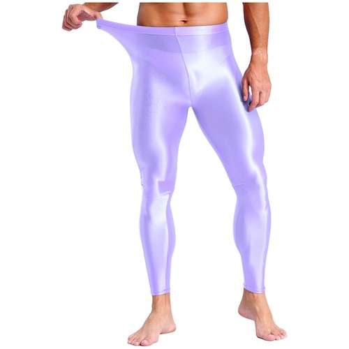 DE Herren Leggings Ölig Glanz Strumpfhosen Lang Einfarbig Skinny Unterhose - Bild 100 von 121
