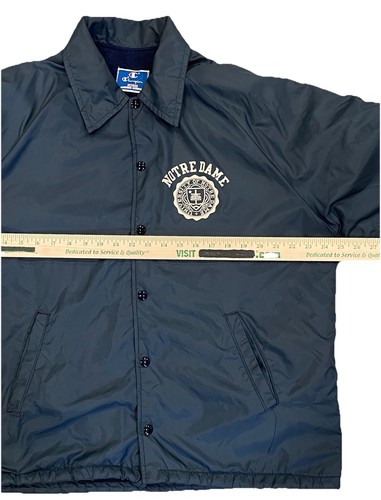 Vintage Champion Notre Dame Fighting Irish Large Fleece Lined Navy Blue Jacket - Bild 12 von 14