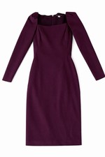 Antonio Melani purple wine blackberry Midi Dress Long Sleeve Square Neck Size 0