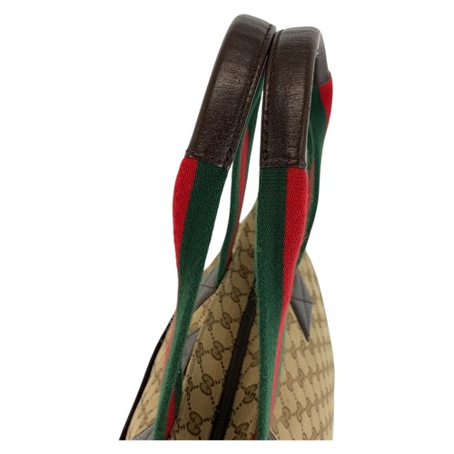 GUCCI Web Stripe 155524 Tote Bag Borsa a Tracolla Beige Marrone GG Tela GG - Foto 8 di 10