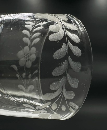 ANTIQUE 18thC ENGRAVED GEORGIAN WINE GLASS PLAIN STEM FOLDED FOOT c1740 - Picture 6 of 12
