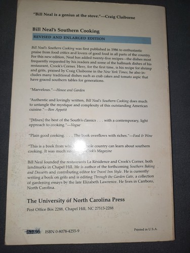 Bill Neal's Southern Cooking Cookbook Revised & Enlarged Edition PB 1989 - Picture 2 of 7
