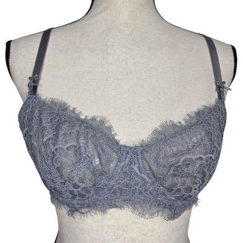 Victoria's Secret 34D BH Dream Angels Pushup Bügel ungefüttert grau Spitze - Bild 1 von 4