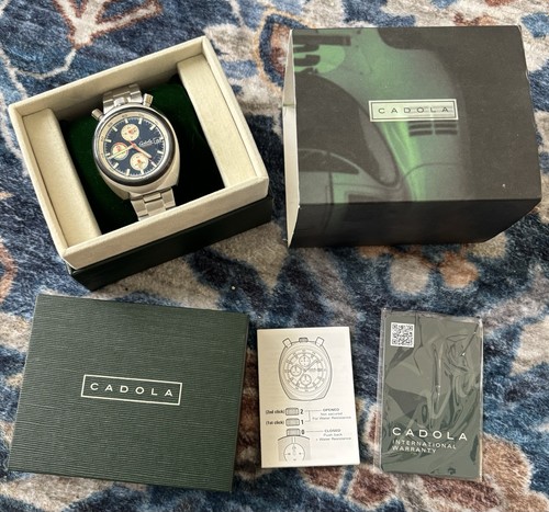 New Cadola Bullhead Testa Ditoro Mens Navy Blue Dial 42MM Bezel Steel Watch - Picture 3 of 13