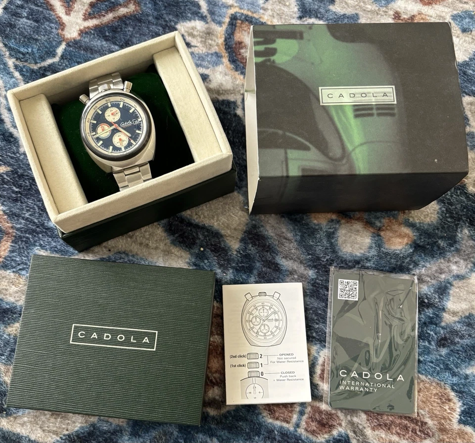 New Cadola Bullhead Testa Ditoro Mens Navy Blue Dial 42MM Bezel Steel Watch - Image 3 of 4