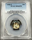 1946-S Roosevelt Dime 10c -  PCGS MS66FB - Blue Toned Choice PQ