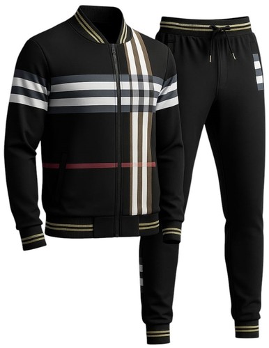 Men’s Designer Printed Jacquard Full Matching Jogging Suit Top & Bottom set - Picture 4 of 20