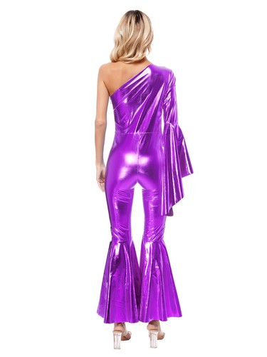 Women Leotard Retro Catsuit Dance Rompers Party Jumpsuit Fashion Bodysuit 70s - Picture 26 of 68