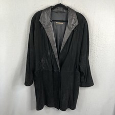 Casini Firenze Leather Coat Womens Medium Black Italian Trench Buttery