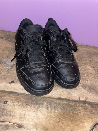 Nike Shoes Youth 5Y Boys Court Borough Low 2 Sneakers BQ5448-001 Black Leather - Picture 1 of 6