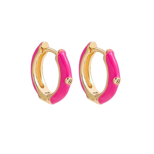 Fashion Round Circle Enamel Hoop Earrings CZ Crystal Colorful Huggie Ear Buckle - Picture 24 of 24