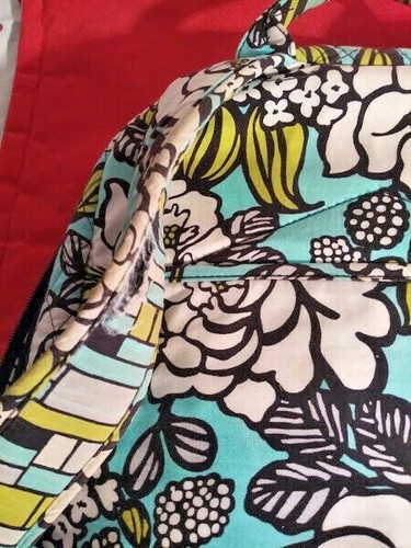 Vera Bradley Backpack Retired Island Bloom Floral Quilted Teal White Black Med - Picture 6 of 11