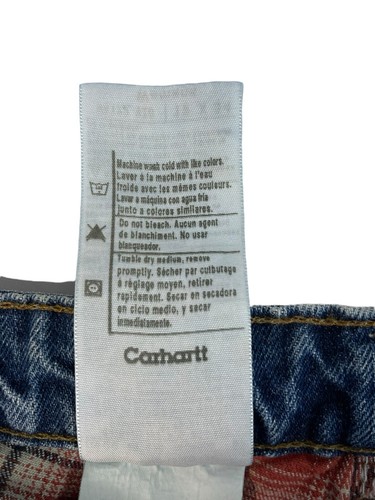 CARHARTT Flannel Lined Womens WB172 VIO Denim Blue Jeans Tag Size 12X34” READ - Picture 7 of 8
