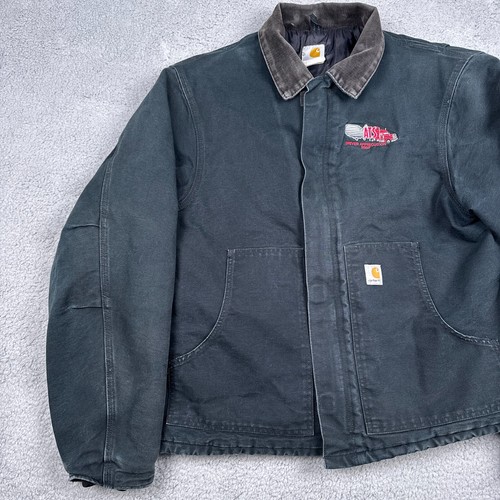 Chaqueta De Colección Carhartt Arctic Para Hombres 46 Alta Negra J02 Negra Cuello Pana - Imagen 4 de 13