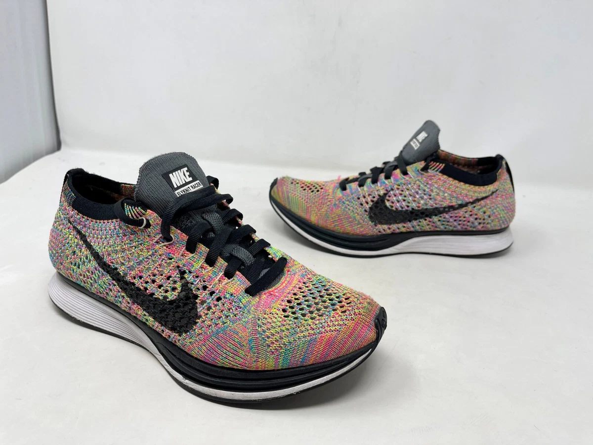 AS IS NIKE FLYKNIT RACER 3.0 MULTICOLOR GREY TONGUE SZ 5.5 RARE
