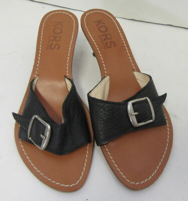 Michael Kors Black Leather Double-Buckle Slide Sandals Byers Signature Logo Slide Sandal in BLACK - Sale | Michael  main image 4