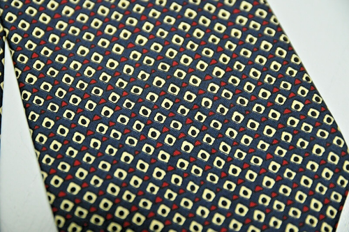 TRAD Vintage POLO RALPH LAUREN Seidenkrawatte blau poliert rot gepflegt geometrischer Mikroprint - Bild 5 von 8