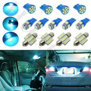 Details About 13pcs Car Ice Blue Interior Led Lights Dome Map License Plate Lamp Package Kit