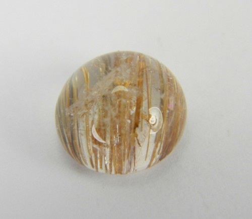 3.06 Carats Natural Cat's Eye Rutilated Quartz Cabochon Gemstone Round CRQ14 - 第 1/4 張圖片