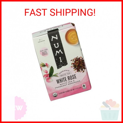 Numi Organic Tea White Rose, 16 Count Box of Tea Bags, White Tea