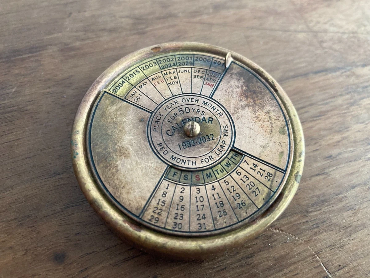 Vintage Handheld Metal Forever Calendar 1983 - 2032 Pocket Sized 2