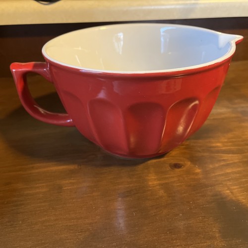 Set of 3 Stoneware Mixing Bowls Nesting 2C, 4C, & 6 Capacity Red, Blue & Orange - Picture 2 of 13