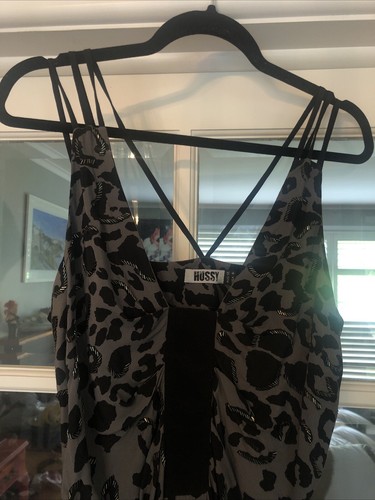 HUSSY Strappy Beaded Animal Print Cocktail Dress Size 12 EUC - Picture 2 of 7